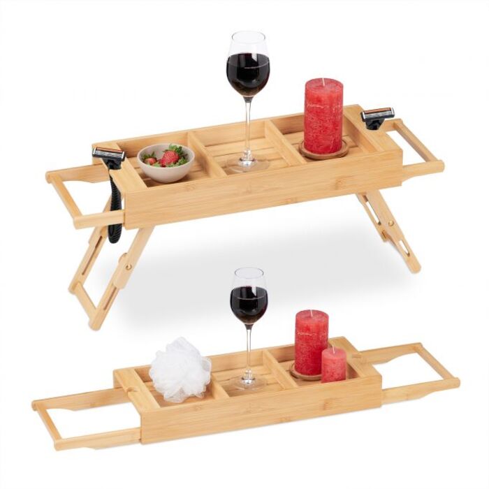Relaxdays Extendable Bathtub Shelf with Feet