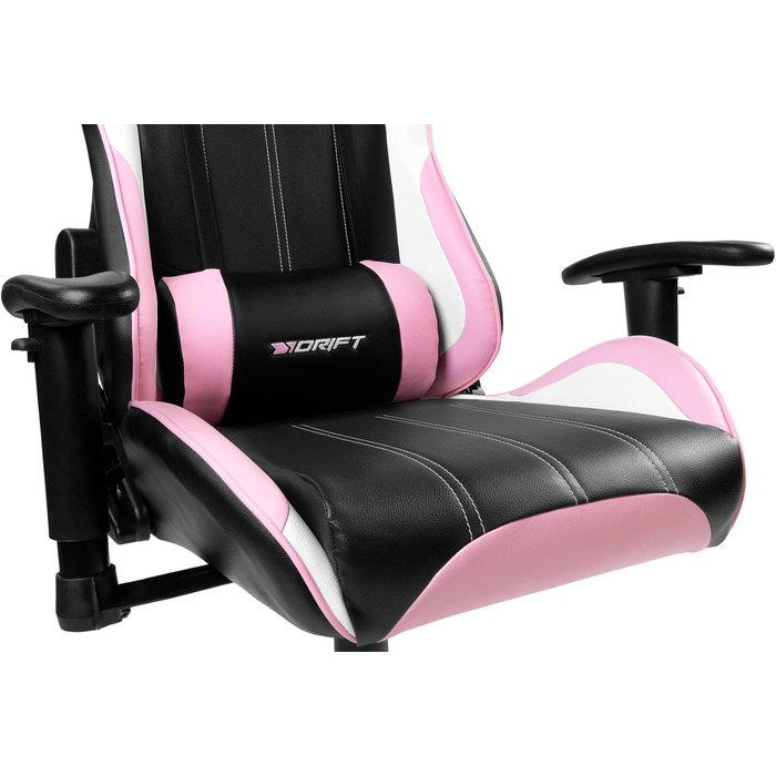 Ігрове крісло DRIFT DR175PINK, екошкіра, 2D-підлокітники, клас 4, рожево-чорне