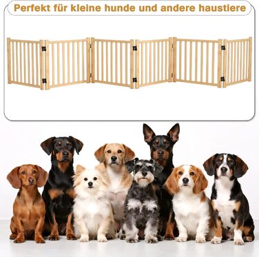 Дверцята для собак з дерева, розкладні, для кухні, коридору, вітальні, сходи. Захисний бар'єр для маленьких та середніх собак, дерев'яного кольору, 2P 58 см.