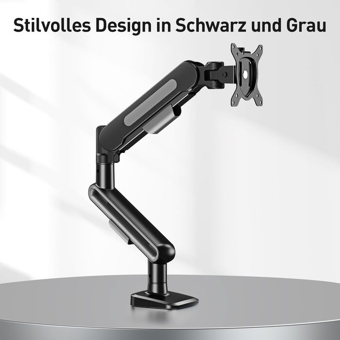 Кріплення для монітора ELIVED EV3235B-G: регульована підставка для монітора 17-34 дюймів, 2-12 кг, VESA 75/100mm, сірий