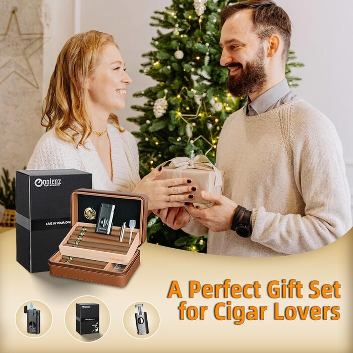 Чохол для сигар з натуральної шкіри, переносний вологозберегаючий гуморидор, для 6 сигар, подарунок для чоловіків (без сигар), темно-коричневий