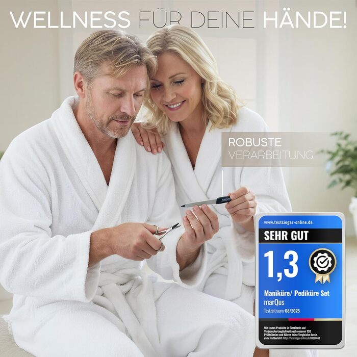 Набір для манікюру та педикюру marQus Solingen - 12 предметів у шкіряному етиулю, повний комплект для догляду за руками та ногами, блакитний