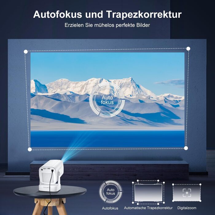 Проектор Salange P92Max ST: 4K, Android 13, WiFi, Bluetooth 5.2, Автофокус, Вбудовані YouTube/PrimeVideo/D+, 12000 лм, 5W динамік