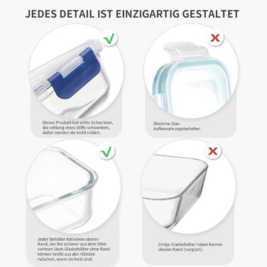 Набір скляних контейнерів для зберігання їжі з кришками з преміум-пластику, 10 шт., блакитні