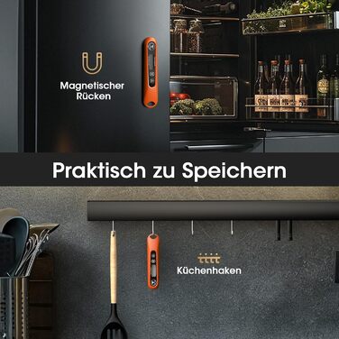 Цифровий кухонний термометр DOQAUS: для приготування, смаження та гриля. Швидкий LCD дисплей, автоматичне вмикання/вимикання.