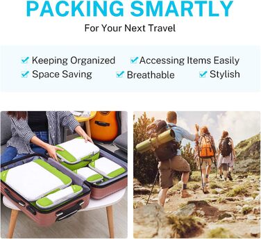 Органайзери для валізи Gonex 6 шт. - набір кубиків для пакування, зелені
