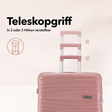 Набір валіз Travel One з жорстким корпусом, 4 предмети (32/60/98 л), з кодовим замком та колесами 360°, рожевий (68 л)