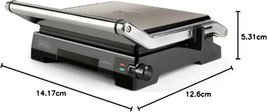 Електричний гриль та контактний гриль Black+Decker BXGR2200E 2-в-1, 2200W, 29x23 см, LCD-дисплей, регулювання температури та часу