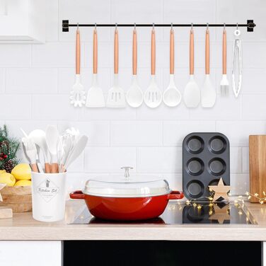 Набір кухонних аксесуарів Howephofly: 23 шт. з силікону, антипригарні, стійкі до нагріву, з тримачем та гачками для підвішування (білий)