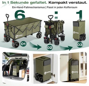 Бомбовоз Sekey XXXL, 300л, 200кг, для великих сімей, з великими колесами, розкладний, оливковий