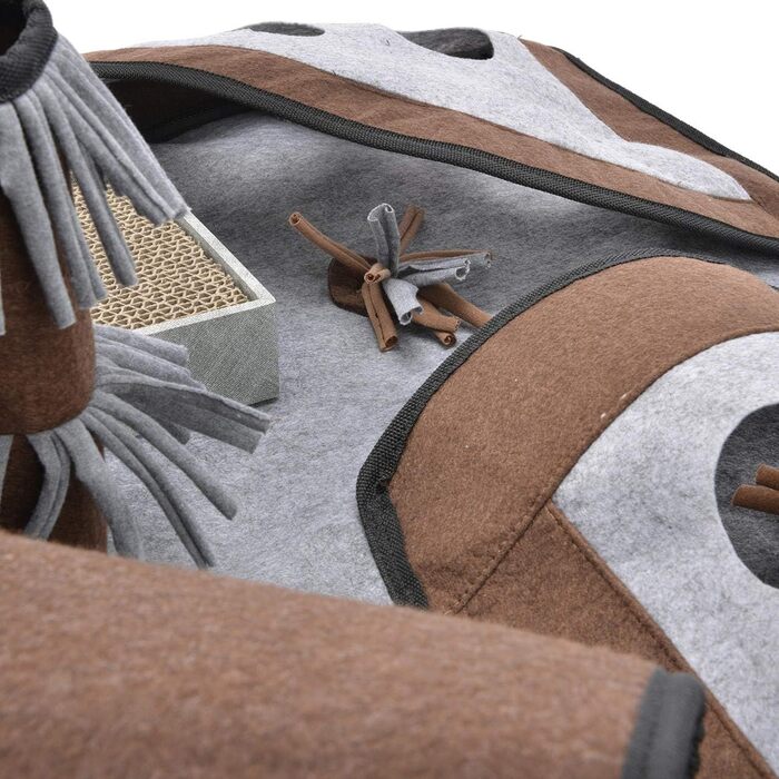 CanadianCat Company | Ultimate Cat Carpet Activity Carpet Calvin Grey/Brown, Intelligence Toy Cat Play Mat, Cat Activity Play Carpet, approx. 90 x 90 x 20 cm