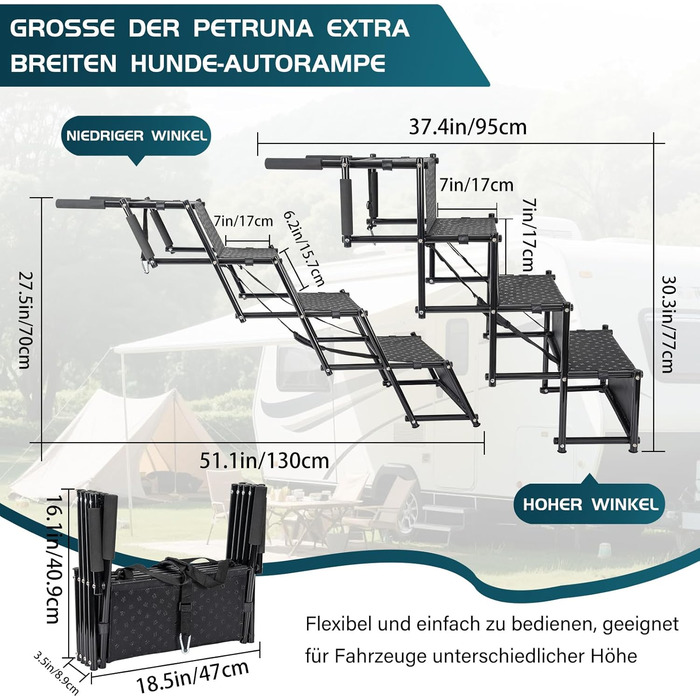Сходинка для собак OUUTMEE 4-ступінчаста, складана, для автомобілів та SUV, до 80 кг
