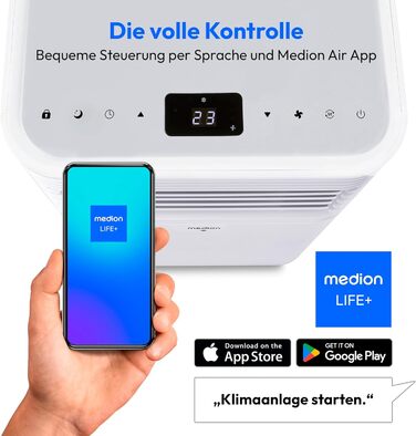 Мобільний кондиціонер MEDION E701 (9000 BTU) з випускним шлангом, для кімнат до 25м², 3-в-1 (охолодження, осушення, вентиляція), з пультом дистанційного керування, функція сну, MD 37730