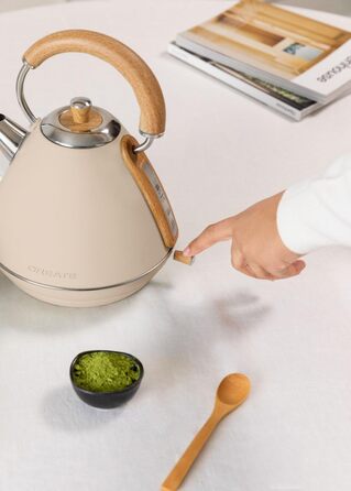 Retro Electric Kettle - Cream White - 1.7L, Fast Boil, Auto Shut-Off, Anti-Scale Filter, Water Level Indicator