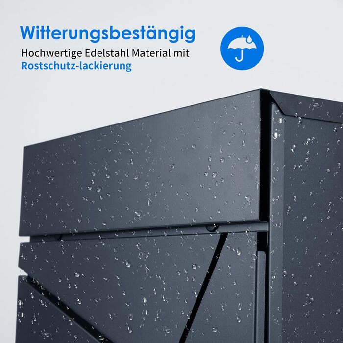 Поштовий ящик Bobodeco Dreispitz антрацит RAL 7016 з оглядовим вікном та газетницею, замок