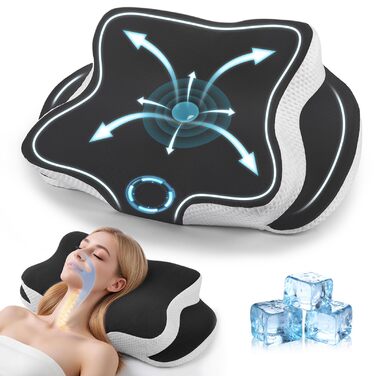 Ортопедична подушка з Memory Foam для сну на боці, спині та животі. Чорна, з дихаючим знімним чохлом