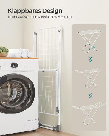 SONGMICS Сушарка для білизни розкладна, підлого типу, біла LLR540W01