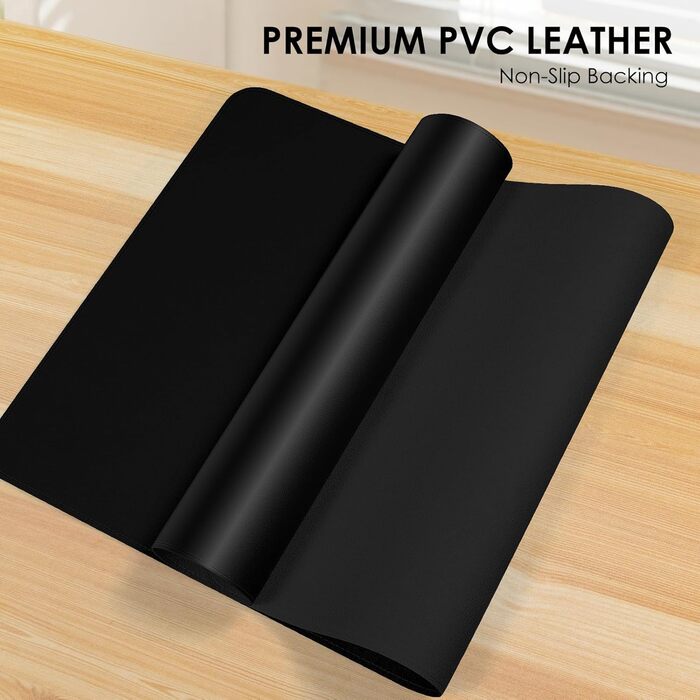 Килимок для миші та столу Vicwe з екошкіри PU, 90x43 см, чорний - захист для офісу та дому