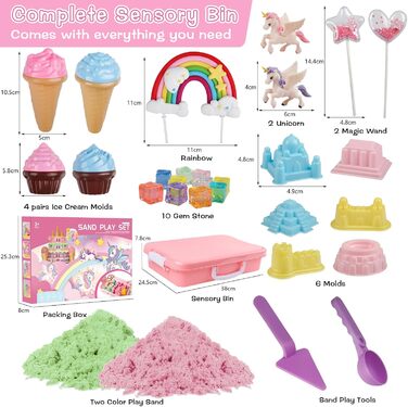 Aliex Magic Play Sand Set for Girls, Unicorn Sand Set | Magic Play Sand Toy Gift for Girls 3 4 5 6 7 8 Years