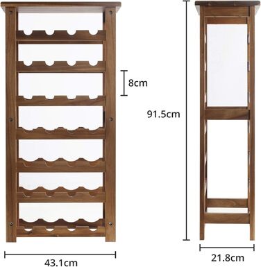 Jalz Jalz Acacia Wood Wine Rack for 28 Bottles, Sturdy and Lightweight Bottle Rack for Cellars, Restaurants, and Storage Rooms, Modular Expandable Bottle and Wine Storage
