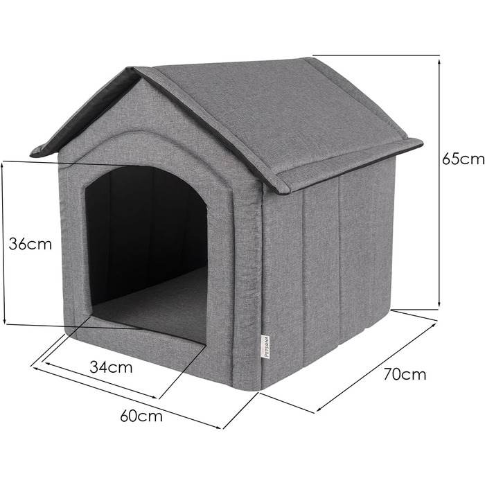 Кімната для собак, собача будка, складана з знімним дахом, ліжко для собак, котяче ліжко, ліжко для домашніх тварин, місце для сну, розмір XXL, сірий колір