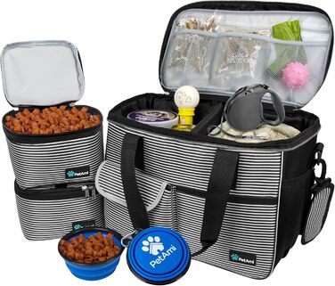 Сумка-органайзер для собак PetAmi: сумка для подорожей з мисками та аксесуарами, ідеальна для кемпінгу та прогулянок (середня)