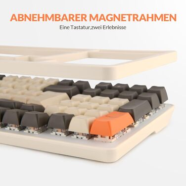 Механічна клавіатура Rii бездротова, геймерська Bluetooth, Tri-Mode 75%, QWERTZ, 20 режимів RGB-підсвічування (BT5.0 + 2.4GHz + кабель), Blue Switch