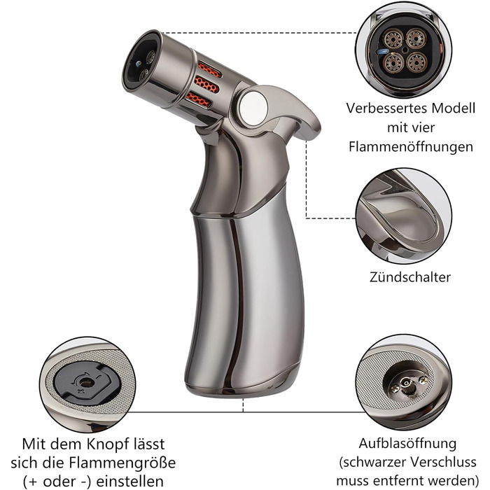 Набір для копчення коктейлів з ліхтариком, коптильня для віскі з факелом, 4 види дерев'яної стружки, подарунок для батька, чоловіка та любителів коктейлів (без бутану), коптильня для коктейлів з факелом з стружкою вишні