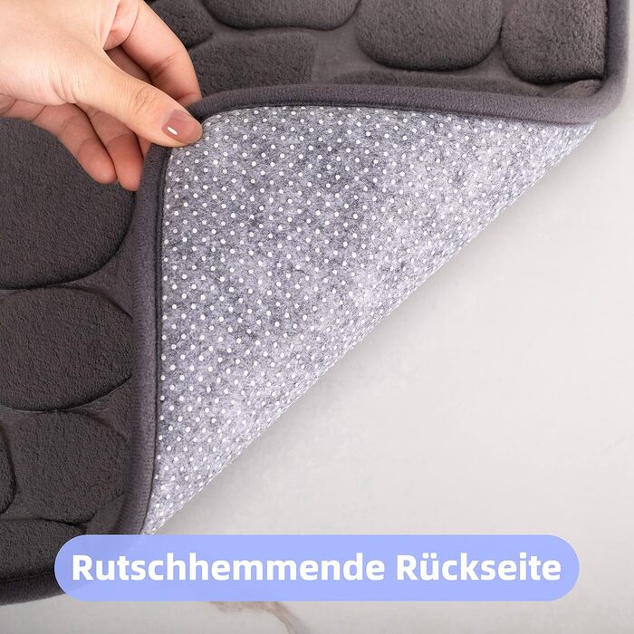 Килимок для ванної кімнати chakme з ефектом пам'яті (Memory Foam), абсорбуючий та протиковзкий килим у ванну та вітальню, 43×61 см, темно-сірий