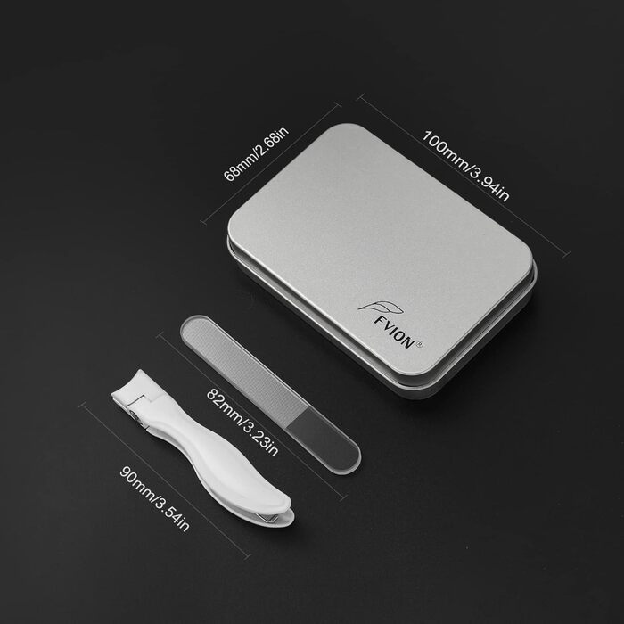 Кусачки для нігтів з лотком для обрізків, для товстих нігтів, 8.6 см, широка щелепа, нержавіюча сталь, з пилкою для нігтів (чорні/білі)