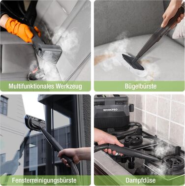 WORKPRO Мийний пилосос для килимів та м'яких меблів, 16 kPa, 4 режими очищення, насадки для килимів, диванів, матраців, вікон, видалення тваринських плям