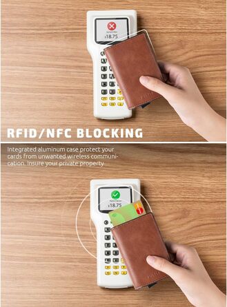 Шкіряний картхолдер чоловічий VULKIT RFID захист гаманець для карт та грошей Crazy Horse Braun