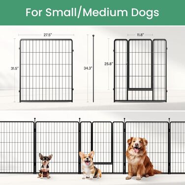 Металевий вольєр для собак, 61 см, 8 панелей, чорний - для дому, саду, кемпінгу