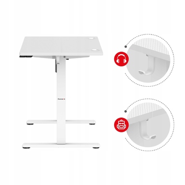 Електричний стіл для роботи 100 см Huzaro Hero 7.9 White з плавним регулюванням висоти
