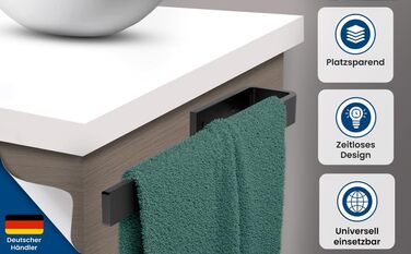 Тримач для рушників RTM R на стіну, з алюмінію, чорний матовий, 32 см