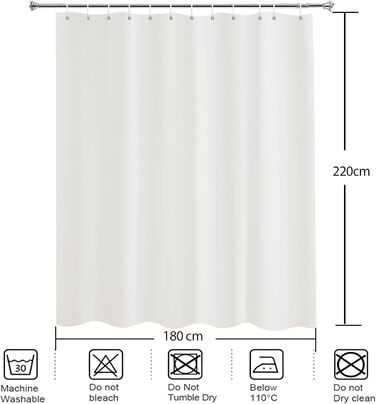 Штора для ванної кімнати YISURE антигрибкова 200x220 см, текстиль-поліестер, водонепроникна, колір кремовий