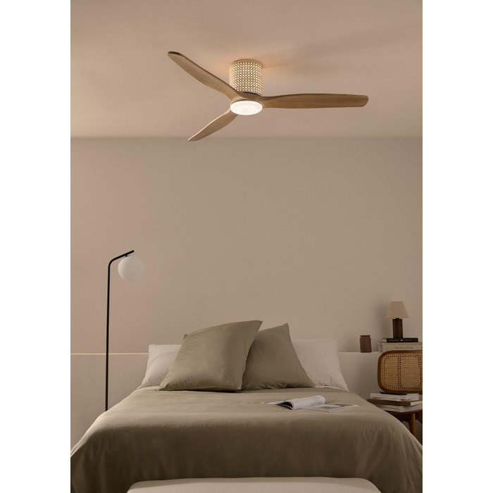 Стельовий вентилятор WINDCALM Rattan з підсвічуванням та пультом ДУ, 132 см, 40W, 6 швидкостей, 3 режими світла, таймер, літній/зимовий режим