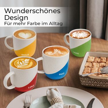 Набір кавових чашок Miamio 4 шт по 300 мл з приколами/Подарункові чашки для мами, тата, жінок, чоловіків, сім'ї, друзів/Підходить для мікрохвильової печі та миття в посудомийній машині (Дизайн B)