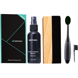 Набір для чищення вінілових платівок Mopiano: повний 4-в-1 очищувач для платівок, з м'якою замшевою щіткою, рідиною для чищення LP, щіткою для картриджів та нейлоновою щіткою
