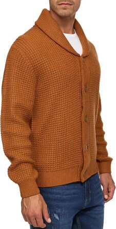 Чоловічий кардиган Indicode INBrandox з коміром-шарфом та кнопковою застібкою | Дріб'язковий кардиган для чоловіків (M, Карамель)