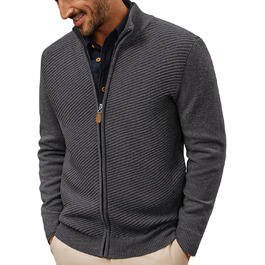 Кардиган чоловічий PJ PAUL JONES з блискавкою та стійким коміром, великий в'язання (M, антрацитний сірий)