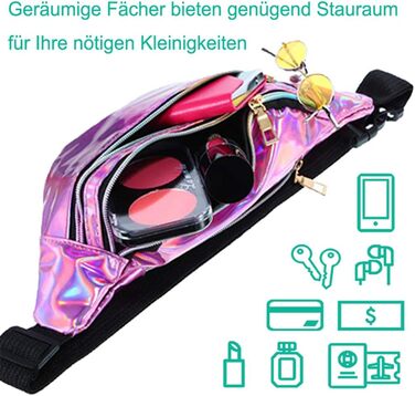 Гірчиця поясна сумка вологостійка, поясна сумка на пояс з відділеннями на блискавці, регульований ремінь, поясна сумка для жінок та чоловіків, для вечірок, фестивалів, спорту, активного відпочинку, подорожей (Рожевий)