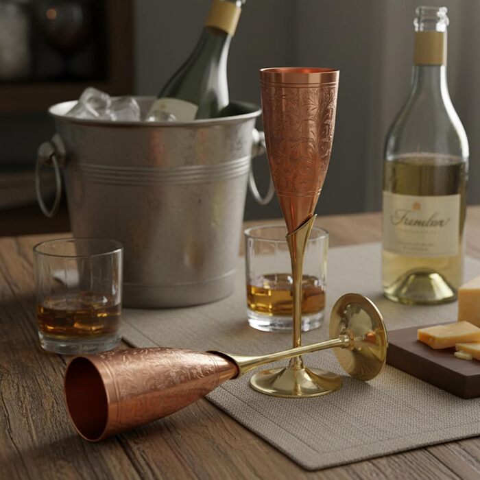 Набір келихів для коньяку та коктейлів StonKraft з мідним покриттям, 2 шт. (мідь, келих для коньяку, келих для коктейлів)