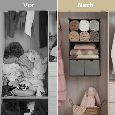 Органайзер підвісний для одягу в шафу GRANNY SAYS з шухлядами, сірий (Gris Chiné 14), 1 шт