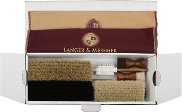 Langer & Messmer Shoe Care Set including high-quality leather care creams and horsehair brushes for effective care of your smooth leather shoes - The shoe care set for professional shoe care.