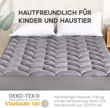 Sonive Soft Mattress Topper 90x200 cm, Quilted Mattress Protector Covers, Nanotex, 30 cm Deep Pocket, Non-Slip, Breathable, for Children, Grey