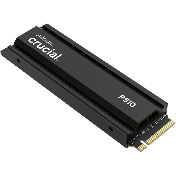 SSD Crucial P510 1TB M.2 NVMe PCIe 5.0 Gen5 з радіатором, 11000 МБ/с читання, 9500 МБ/с запис, для ПК та PS5, TLC NAND, внутрішній накопичувач