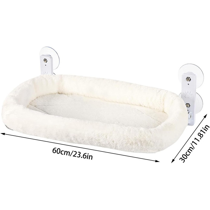 Крісло-гамак для котів на вікно 60x30 см, розкладне, сірий (білий, 30x60 см), до 18 кг