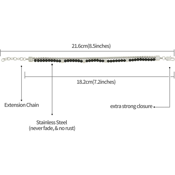 Чоловічий браслет Nami з перлами в срібному та бірюзовому кольорах, водостійкий, 18+4 см, подарунок для чоловіків