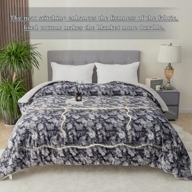 CHOSHOME Плед м'який, теплий, фланелевий, з мікрофібри, з ефектом шерпи, 150x200 см, двосторонній, для дому, подарунок на Різдво (темно-сірий)